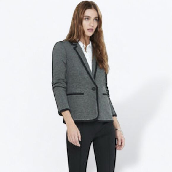 Express Ponte Stretch Knit Academy Blazer with Piped Trim - XS - Picture 1 of 10
